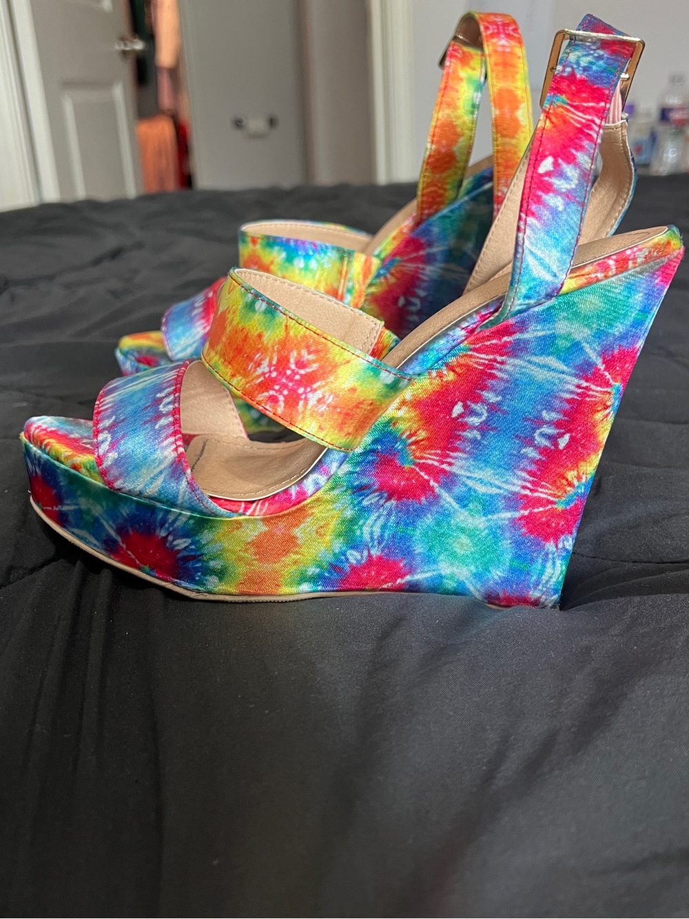 Tie-Dye Wedge Sandals - Colorful Platform Heels - Picture 2 of 3